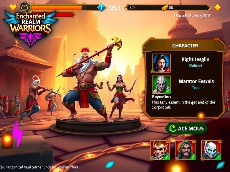 Enchanted Realm Warriors character selection screen